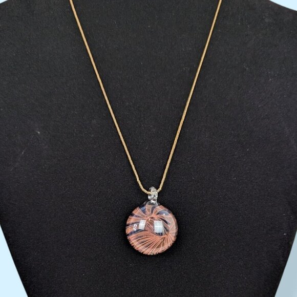 (2/$20) Vintage Red Strand Art Glass Pendant - Picture 3 of 6